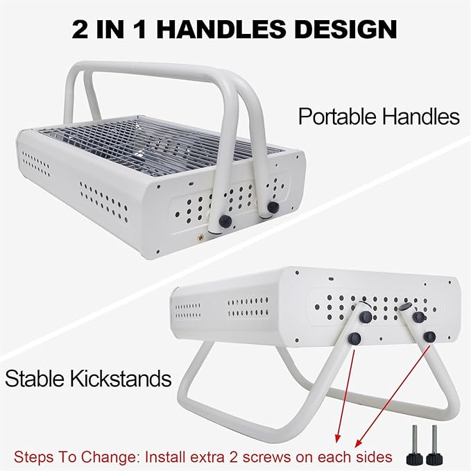 Barbecue Charcoal Grill Tabletop Charcoal Grill With Handle Portable BBQ Grill Outdoor Barbecue Grill For Camping Picnic Portable Charcoal Grill(White), 43*31*22cm