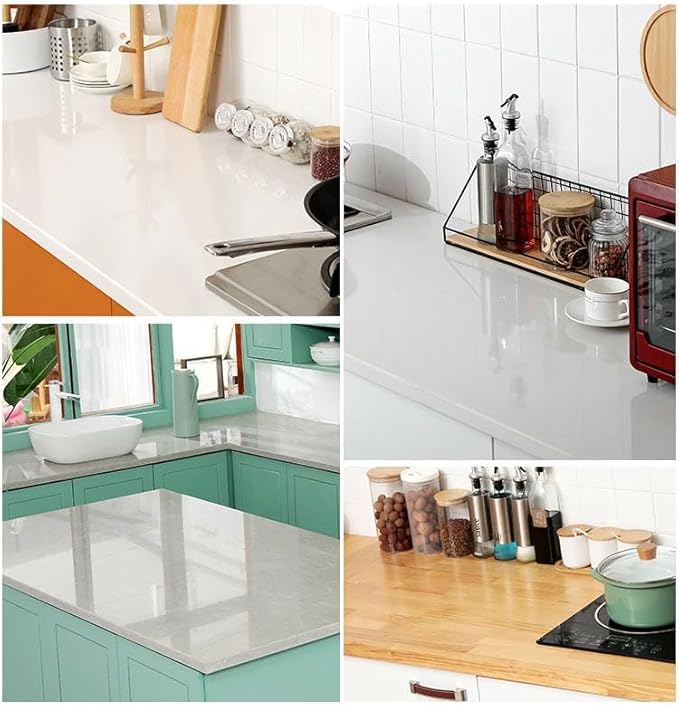 Clear Contact Paper Roll 17.7'' x 590'' Clear Glossy Self-Adhesive Film Cover Removable Protective Film Transparent Liners Drawers Shelves Kitchen Cabinets Desks Fridge Roll