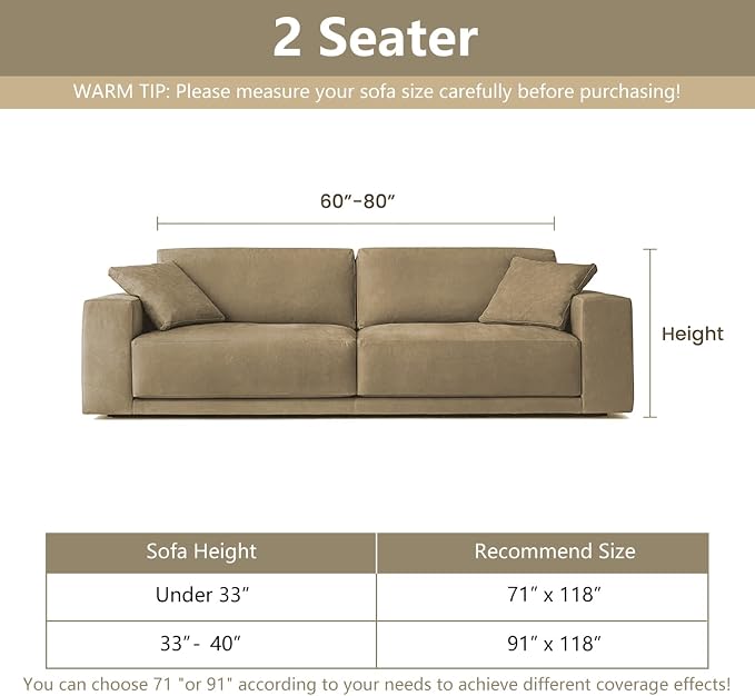 MYSKY HOME Christmas Couch Cover, Sofa Cover for 2 Cushion Couch, Non-Slip Soft Sofa Slipcover Protector, Sofa Covers Washable, Couch Covers for Sectional Sofa, Sofa Towel for Pet Cat Dog, 71" x 118"