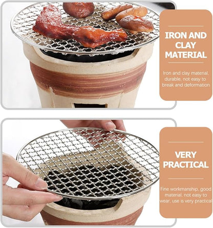1set Grill Indoor Hibachi Grill Indoor Charcoal Gas Outdoor Barbecue Stove Outdoor Cooking Accessories Old Clay Stove Small Clay Portable