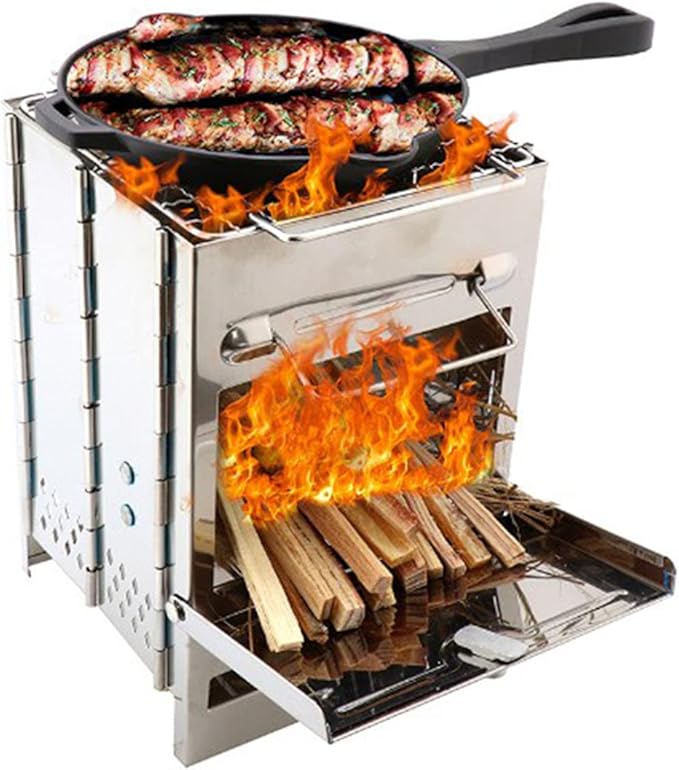 Topyond Adjustable Height BBQ Grill Stainless Steel, Folding Charcoal Grill for Outdoor Cooking and Camping, Portable and Compact, Japanese Style, Ideal for Picnics and Backyard BBQ