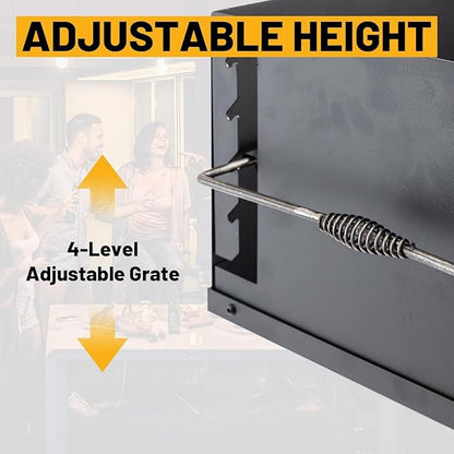 Park Style Charcoal Grill, 16"x16"x8" Heavy Duty Outdoor Park Grill with Cooking Grate, Backyard Camping BBQ Grilling