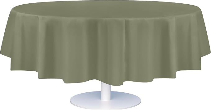 Grandipity 12 Pack Premium Disposable Plastic Tablecloth 84 inch Round Table Cover - Sage Green