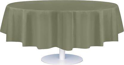 Grandipity 12 Pack Premium Disposable Plastic Tablecloth 84 inch Round Table Cover - Sage Green