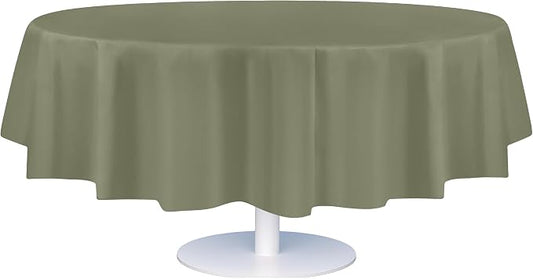 Grandipity 12 Pack Premium Disposable Plastic Tablecloth 84 inch Round Table Cover - Sage Green