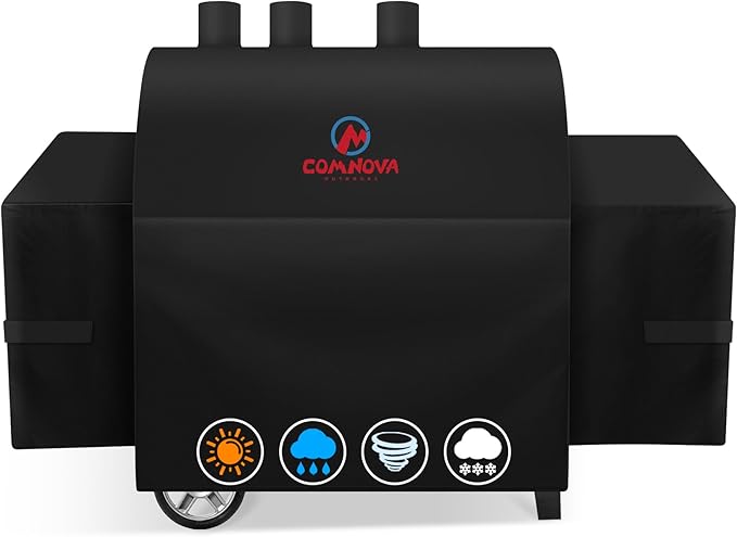 Comnova Grill Cover for Char Griller 2 Burner Dual Function Gas and Charcoal Grill - 600D Premium Grill Cover for CharGriller Waterproof, Fits Model 5030, 5037 with Side Fire Box - 75"L x 26"W x 45"H
