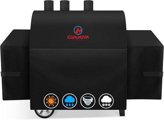 Comnova Grill Cover for Char Griller 2 Burner Dual Function Gas and Charcoal Grill - 600D Premium Grill Cover for CharGriller Waterproof, Fits Model 5030, 5037 with Side Fire Box - 75"L x 26"W x 45"H
