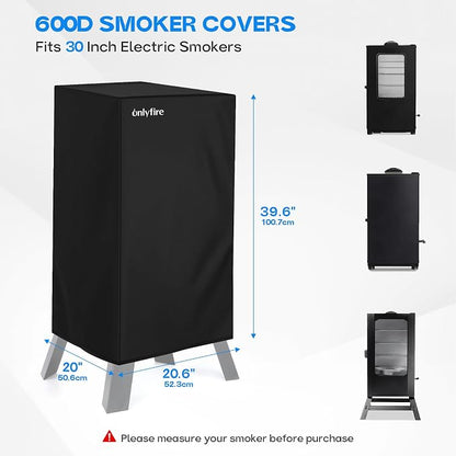 Onlyfire 30 Inch Electric Smoker Cover for Masterbuilt Smoker, Heavy Duty | 20.6" L x 19.9" W x 39.6" H, Waterproof Vertical Electric Smoker Cover, Outdoor Smoker Grill Covers
