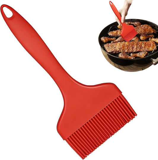 Silicone Basting Brush, Large BBQ Pastry Brush for Cooking, Extra Wide Basting Brush for Grilling Cooking Baking, Kitchen Brush Heat Resistant BBQ Food Brush for Sauce Butter Oil Marinades(Red)