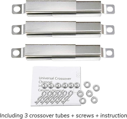 Utheer Grill Replacement Parts for Charbroil Advantage Series 4 Burner 463344116 466344116 Gas Grills, Stainless Steel Grill Burner Tube, Heat Plate Tent Shield, Adjustable Crossover Tube Grill Parts