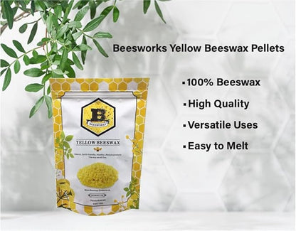 Beesworks Yellow Beeswax Pellets (5 lb) | Bulk | 100% Pure, Cosmetic Grade, Triple-Filtered Beeswax for DIY Skin Care, Lip Balm, Lotion, and Candle Making |