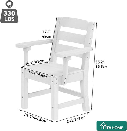 YITAHOME Wood-Grain Textured Resin Chairs Set of 2, Sturdy Patio Chair w/Max Bearing 330 LBS, All-Weather Outdoor Patio Chairs for Terrace, Garden, Backyard, Poolside, White