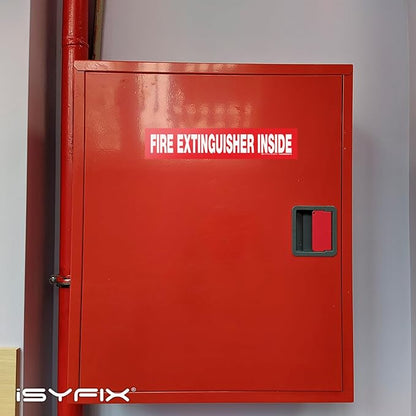 iSYFIX Fire Extinguisher Inside Sticker Sign – 10 Pack 9x1.7 Inch – Self-Adhesive Reflective Vinyl Decals, Laminated UV, Weather, Scratch, Fade Resistance, for Cars, Trucks, Trailers & Vehicles