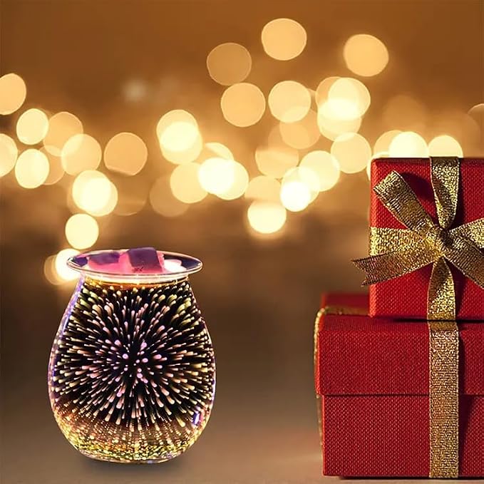 DICIMI Electric Wax Melt Warmer with 3D Firework Glass Design – Flameless Candle Diffuser Essential Oil Burner for Home Decor – Unique Birthday Gift for Women