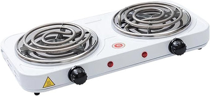 Countertop Double Burner Adjustable Temperature Kitchen Small Appliance Professional 2000W for Braising Scrambling Steaming, Heating Tube