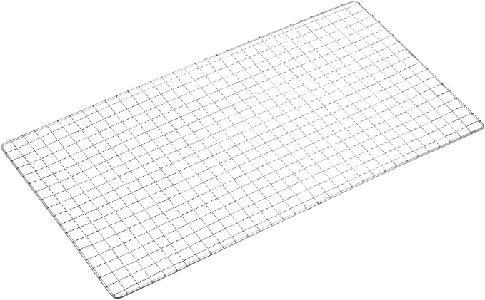 HARFINGTON Square BBQ Grill Net 17.3"x11.6" Electroplated Stainless Steel Barbecue Mesh Mat for Baking Smoking Charcoal Grilling Roasting