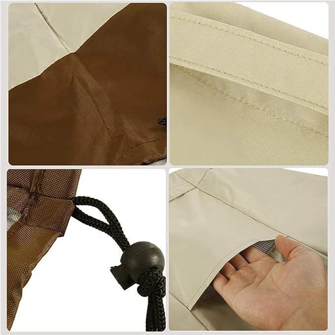 98 Inch Island BBQ Grill Head Cover Heavy Duty Waterproof Outdoor Kitchen BBQ Cover, Beige