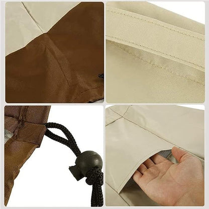 98 Inch Island BBQ Grill Head Cover Heavy Duty Waterproof Outdoor Kitchen BBQ Cover, Beige