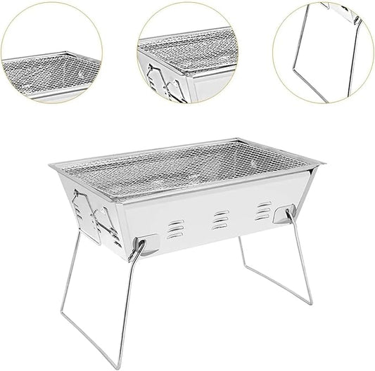 Outdoor Foldable Charcoal Grill Stainless Steel Convenient Card Mini Type Barbecue Grill Stove Multifunction Supplies Grilling