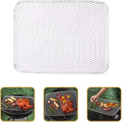 Luxshiny BBQ Grill Mesh Mat: 10Pcs Disposable Aluminum Grill Topper Broiler Net Pans Non-Stick Cooking Grid Grates Pad Baking Tools for Outdoor Camping Barbeque Picnics Backpacking Backyards