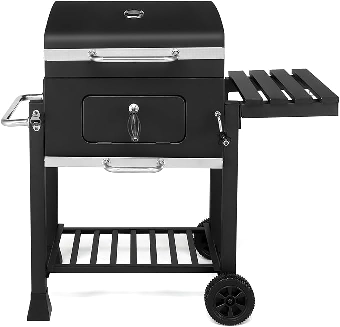 Charcoal Grill Outdoor with Side Tables Backyard Griller Party BBQ Picnic Patio Cooking,Charcoal Grill, BBQ and Folding Table, Perfect for Outdoor Patio, Garden and Backyard Grilling 116 x 57 x 108CM