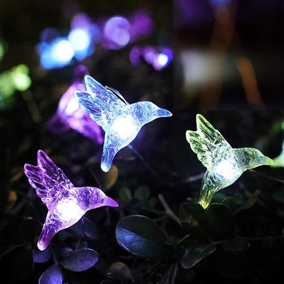 WSgift Solar Hummingbird String Lights, 15.8 Ft 30 Warm White LED Outdoor Waterproof Bird Fairy String Lights for Garden Yard Outdoor Decorations