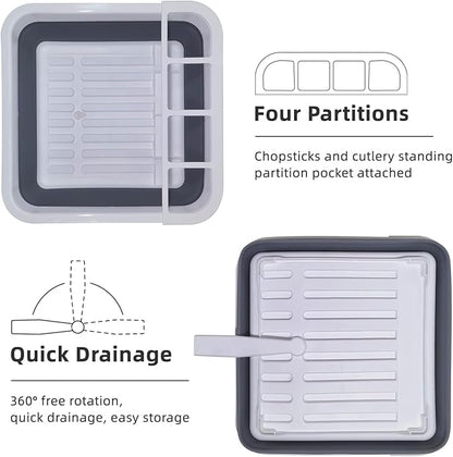 THANSTAR Collapsible Dish Drying Rack for RV Campers Portable Dinnerware Drainer Organizer for Kitchen Travel Trailer