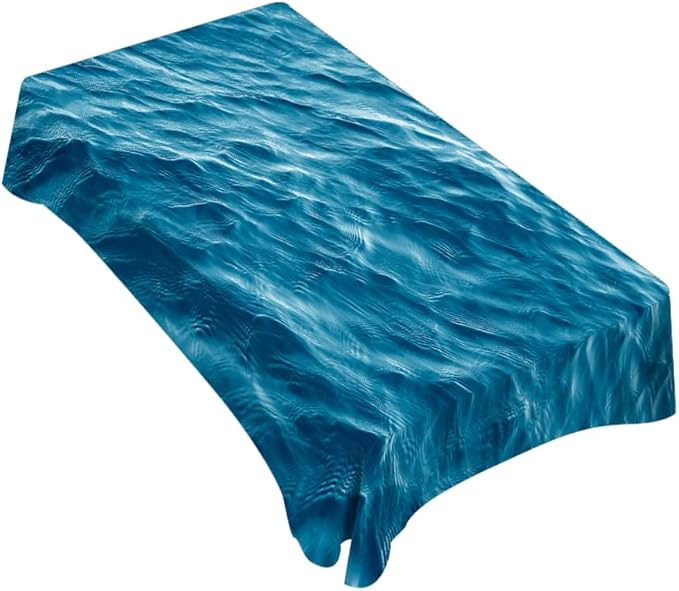 TKS MITLAN Ocean Waves Decorative Rectangle Tablecloth Blue Ocean Waves Seawater Flow Polyester Table Cloths Kitchen Table Cover for Dining BBQ Picnic Coffee Table 60 x 84 Inch 6-8 Seats