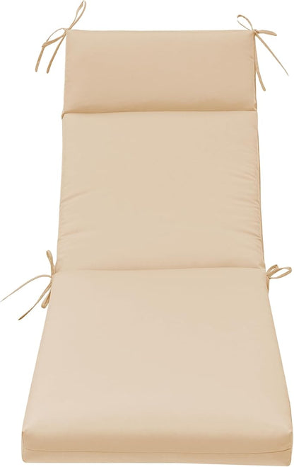 QILLOWAY Outdoor Chaise Lounge Cushion,All Weather High-Density Foam Recliner Chairs Replacement Cushions，Beige,Sand,Camel.