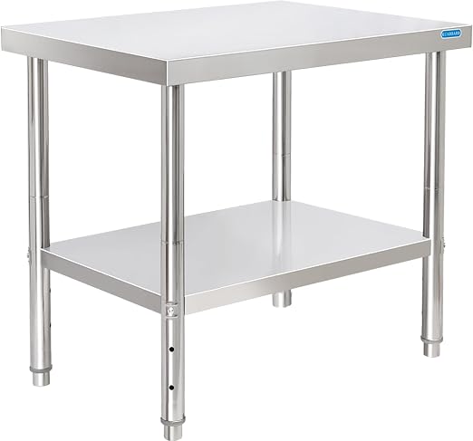 KUARBARR Stainless Steel Table for Prep & Work with Undershelf 24 x 30 Inches NSF Metal Commercial Kitchen Prep Table with Adjustable Under Shelf Worktable for Restaurant Home Outdoor
