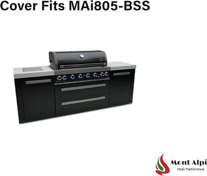 Mont Alpi Heavy Duty Black Water Resistant All Weather Cover for 94" W x 23" D Deluxe Original and Black Outdoor Kitchen Island Grill Models - MAi805 / MAi805-D MAi805-BSS / MAi805-DFC / MAi805-BSSFC