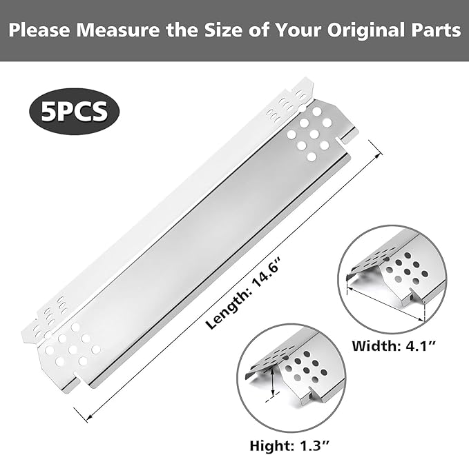 Grill Heat Plates Replacement Parts for Nexgrill, Stainless Steel Heat Tents for Home Depot Nexgrill 5 Burner Gas Grill, 14.6" Flame Cover Replacement Parts for Nexgrill 720-0888