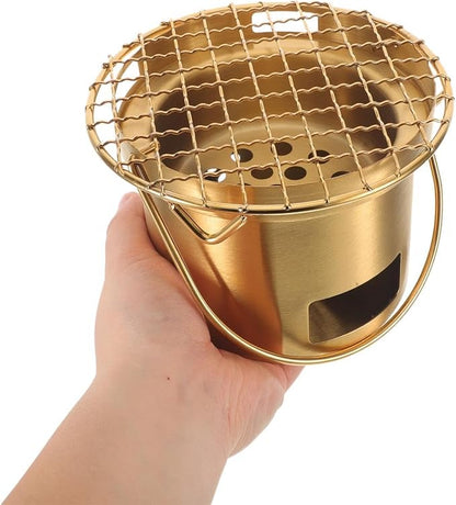 Small Grill: Stainless Steel Small Bbq Grill For Outdoor Camping Picnic Table - Portable Charcoal Barbecue Stove For Camping Backyard Picnic