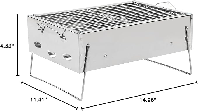 Portable Charcoal Grill, Foldable Stainless Steel Grill for Outdoor Picnic Cooking