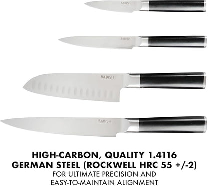 Babish 14-Piece Full Tang Forged Kitchen Knife Set – High-Carbon 1.4116 German Steel Cutlery with Protective Sheaths – Professional Chef Knife Set