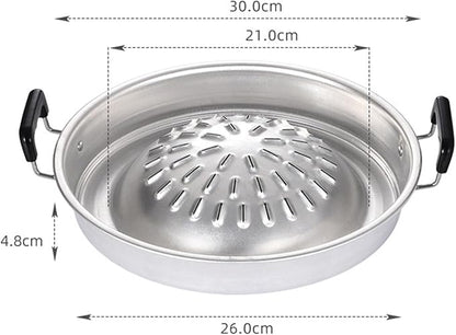 Charcoal Barbecue Grill, Aluminum Korean BBQ Grill Camping BBQ Pan Meat Garlic Korean Cookware for Home Party Outdoor Camping ﻿ (Small)