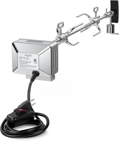Hygrill Rotisserie Kit for All Hygrill 3-Burner Built-in Gas Grills | Grill Rotisseries with Motor, 28" Spit Rod, 2 x 4-Prong Forks, Complete Holders, and Fixing Screws