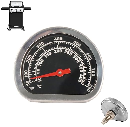 18013 BBQ Grill Lid Temperature Gauge Compatible with Broil King, Replacement Large Chrome Lid Heat Indicator for Broil King Signet/Sovereign/Baron/Regal/Imperial Series Grill Parts (1998-present)