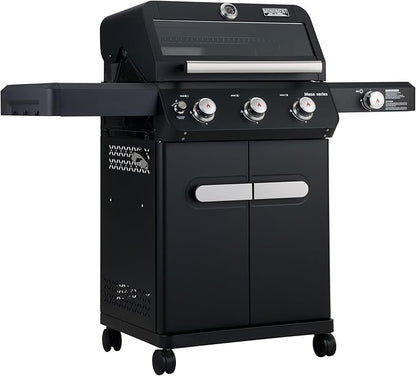 Monument Grills Mesa Series, Outdoor Barbecue Stainless Steel 3 Burner Propane Gas Grill, 48,000 BTU Patio Garden Grill with Side Burner and Knob Controls, Mesa325 with BBQ Cover