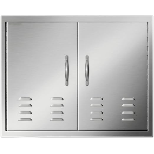 13.6Wx26Hx19.3D Inch Lower Sliding Rails Stainless Steel Roll Bin Pull Out Tray Outdoor Kitchen Trash Drawer, 13.6W x 26H x 19.3D & 30W x 21H Inch Double Door