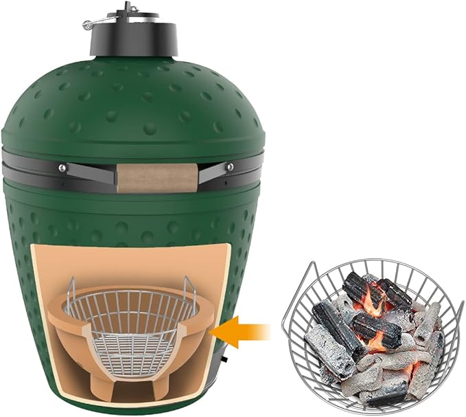 Stainless Charcoal Basket for Large Big Green Egg Grill, 14 inch Charcoal Grill Ash Basket fits Kamado Joe Classic, BGE Large and Other Similar Grills