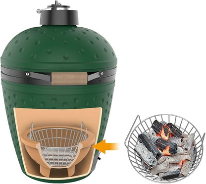 Stainless Charcoal Basket for Large Big Green Egg Grill, 14 inch Charcoal Grill Ash Basket fits Kamado Joe Classic, BGE Large and Other Similar Grills