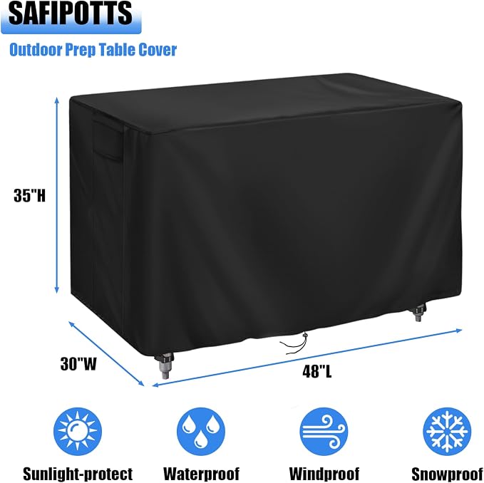 420D Outdoor Prep Table Cover 48 Inch,48''L x 30''W x 35''H,Black | Waterproof Patio Stainless Steel Table Cover, Workbench Covers Waterproof, Picnic BBQ Grill Cart Cover