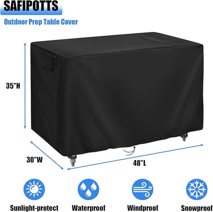 420D Outdoor Prep Table Cover 48 Inch,48''L x 30''W x 35''H,Black | Waterproof Patio Stainless Steel Table Cover, Workbench Covers Waterproof, Picnic BBQ Grill Cart Cover