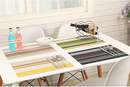 Zupro Placemats Set of 4 Washable Heat-Resistant Non Slip Braided Table Mats Woven PVC Vinyl Kitchen Place Mats for Everyday use or Dinner Parties BBQs Indoor and Ourdoor Use.18"x12"(Blue)