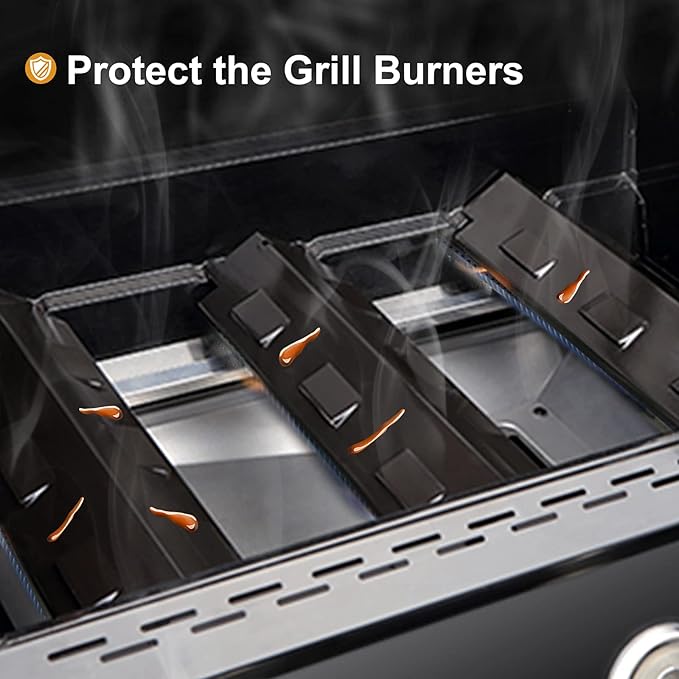BBQ-Element Replacement Parts for Charbroil 461442114 463441312 463441514 463440109 and Other Grill Models, Heat Plate Shield, Burner Tubes and Crossover Tube Replacement for Char-Broil 463440109
