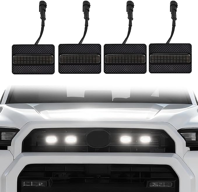 4PCS LED Front Grille Light Clip On for 2024/2025 Toyota Tacoma SR/SR5，White OEM Car Grill Lights