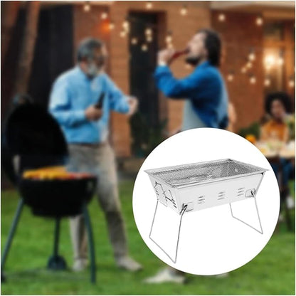 Outdoor Foldable Charcoal Grill Stainless Steel Convenient Card Mini Type Barbecue Grill Stove Multifunction Supplies Grilling