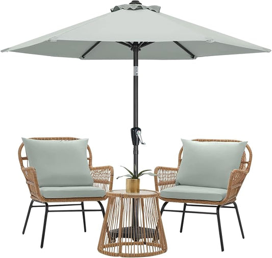 MASTERCANOPY 7.5ft Patio Umbrella with Tilt & Crank, Light Gray | 6 sturdy ribs;UV/water resistant;Vent;easy setup;for garden/deck/backyard/pool