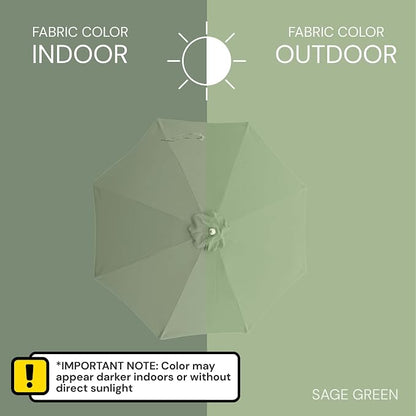 Formosa Covers 9ft 6 Ribs Market Patio Umbrella Replacement Canopy - Top Canvas - 600D UV Protective and Water Resistant Umbrella Fabric - Premium Replacement Canopy Cover ONLY (Sage Green)